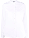 Aspesi Band-collar Cotton Shirt In White