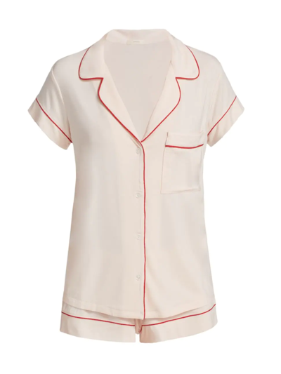 Eberjey Gisele 2-piece Shortie Pyjama Set In Pearl Blush Haute Red