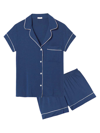 Eberjey Gisele 2-piece Shortie Pajama Set In Indigo Blue Ivory