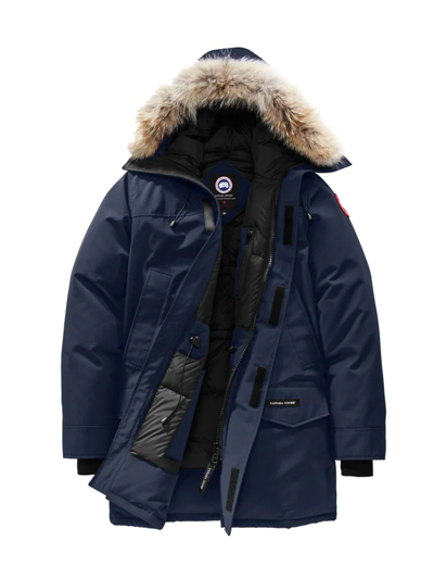 Canada Goose Langford Coyote Fur-trim Down Parka In Atlantic Navy