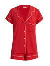 Eberjey Gisele 2-piece Shortie Pajama Set In Haute Red Bone
