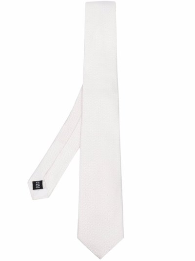Tagliatore Embroidered Silk Tie In White