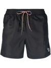 Paul Smith Zebra Motif Swim Shorts With Drawstring Waistband In Black