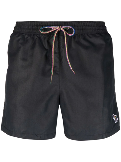 Paul Smith Logo-patch Swim Shorts In Black