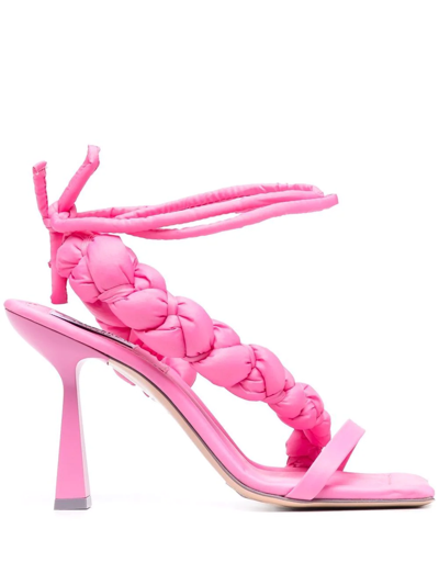 Sebastian Milano Quilted-detail Square-toe Sandals In Pink