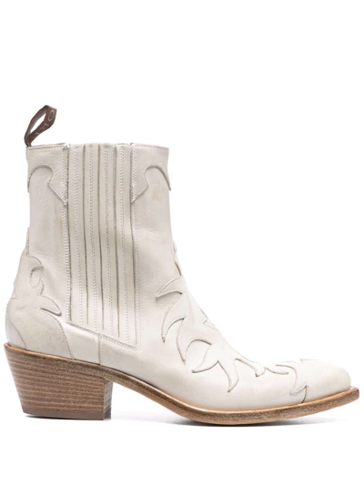 Sartore Slip-on Western-style Boots In White
