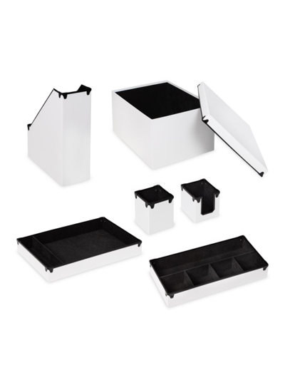 Honey-can-do 6-piece Faux Leather Desk Organization Set In White
