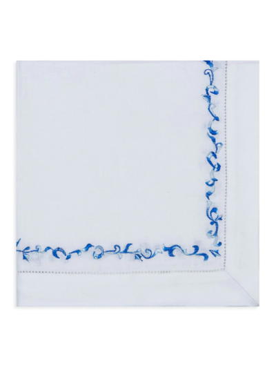 Nomi K Embroidered Scroll Linen Napkin Set Of 4 In Royal