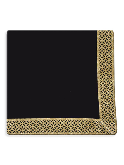 Nomi K Art Deco Border Linen Napkin Set Of 4 In Black