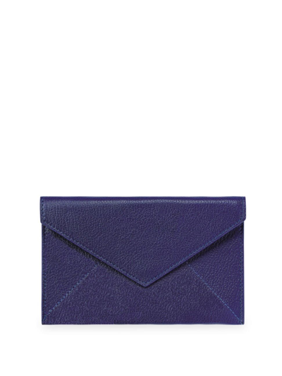 Graphic Image Medium Leather Envelope In Indigo