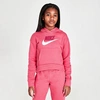 Nike Kids'  Girls' Sportswear Club Fleece High-low Pullover Hoodie In Archaeo Pink/rush Maroon