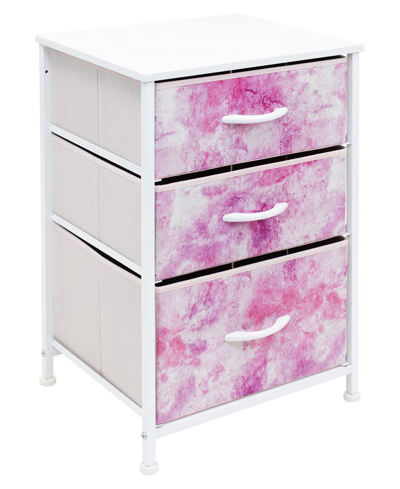 Sorbus End Table With 3 Drawers In Tie-dye Pink
