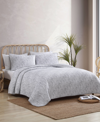 Tommy Bahama Home Closeout! Tommy Bahama Distressed Water Leaves 3-pc. Quilt Set, Full/queen Bedding In Pelican Grey