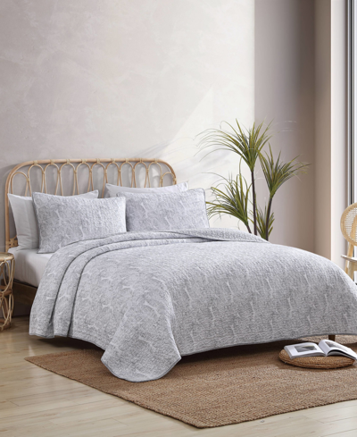Tommy Bahama Home Closeout! Tommy Bahama Distressed Water Leaves 3-pc. Quilt Set, Full/queen Bedding In Pelican Grey
