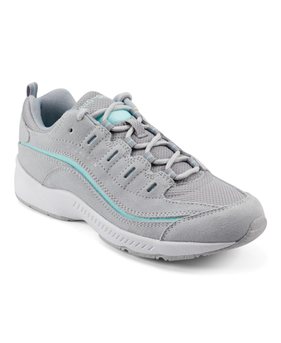 Easy Spirit Women's Romy Round Toe Casual Lace Up Walking Shoes Women's Shoes In Light Gray,light Blue