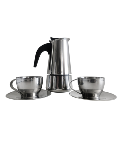 Cook Prep Eat 4 Cup Stainless Steel Espresso Maker Set, 5 Piece In Gray