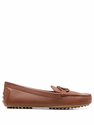 Lauren Ralph Lauren Brynn Logo Patch Loafers In Brown