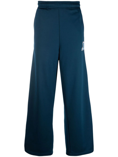 Lanvin Embroidered-logo Straight-leg Track Pants In Blue