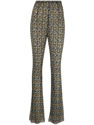 Philosophy Di Lorenzo Serafini High-waisted Floral Pattern Trousers In Brown/yellow/blue