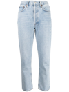 Agolde Riley Cropped Straight-leg Jeans In Blue