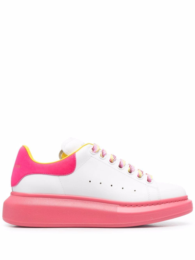 Alexander Mcqueen Colour-block Leather Trainers In White