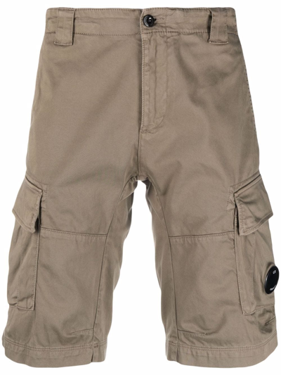 C.p. Company Logo-patch Cargo Shorts In Neutrals