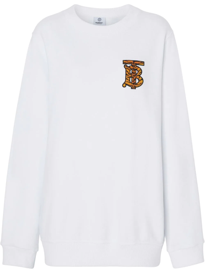 Burberry Monogram Motif Oversized Sweatshirt In Weiss