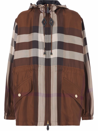 Burberry Check-pattern Zip-fastening Jacket In Braun