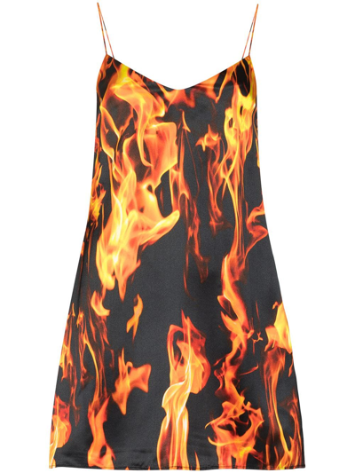 Vetements Fire Print Slip Mini Dress Fire Print