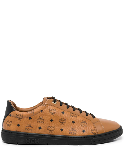 Mcm Terrain Derby Monogram Logo Sneakers In Braun