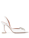 Amina Muaddi Begum Swarovski Crystal-embellished Leather Slingback Pumps In Weiss