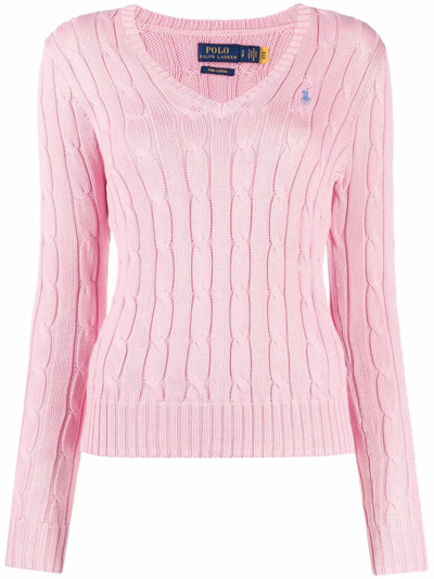 Polo Ralph Lauren Cotton Sweater With Embroidered Logo On The Front In Pink