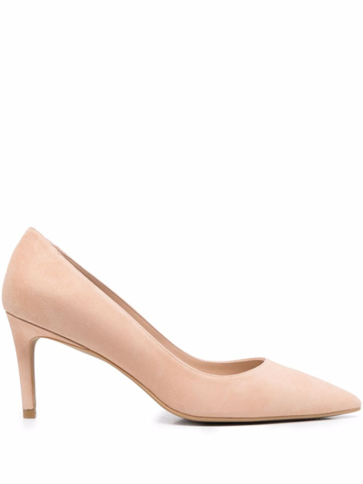 Stuart Weitzman Decolt In Camoscio Beige Tacco 75 Mm In Nude & Neutrals