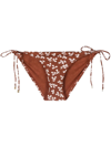 Tory Burch Bikini Briefs With Floral Print In Brown