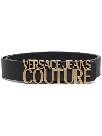 Versace Jeans Couture Logo-buckle Belt In Schwarz