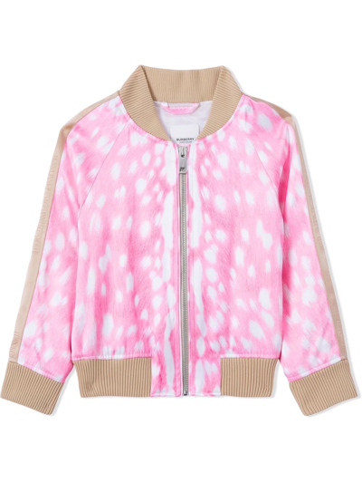 Burberry Girls' Helena Deer Print Bomber Jacket - Big Kid In Pink