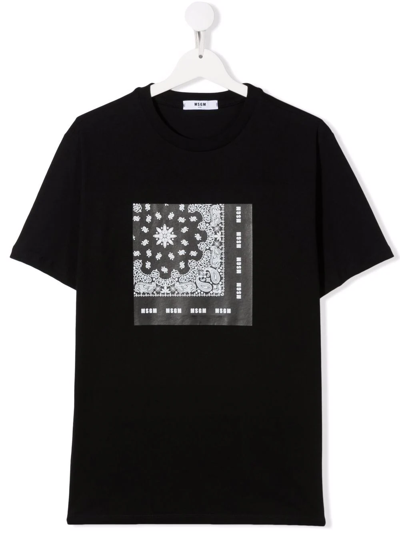 Msgm Teen Logo Patch T-shirt In Black