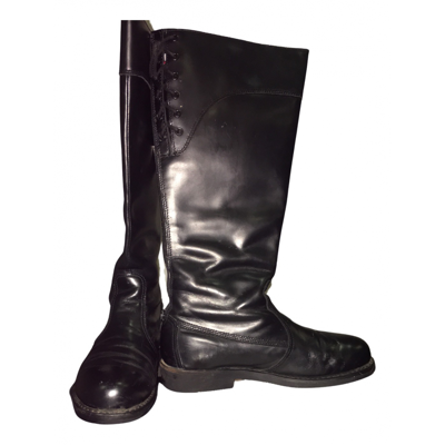Pre-owned Blauer Leather Biker Boots In Black
