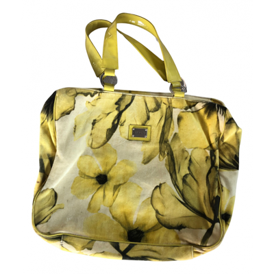 Pre-owned Versace Velvet Tote In Yellow