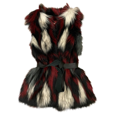 Pre-owned Pinko Faux Fur Peacoat In Multicolour