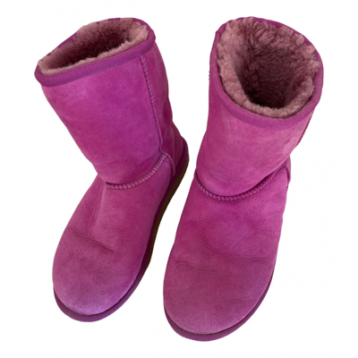 Pre-owned Ugg Leather Ankle Boots In Purple