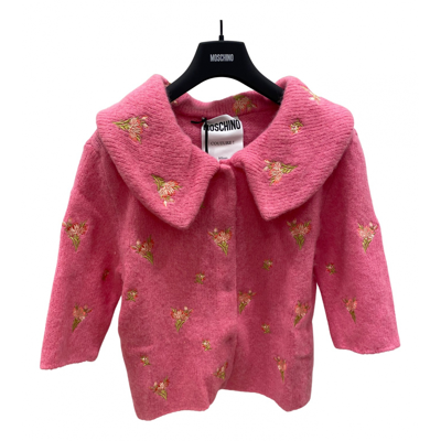 Pre-owned Moschino Wool Cardigan In Pink