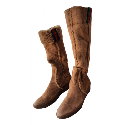 Pre-owned Gucci Boots In Camel