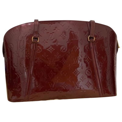 Pre-owned Louis Vuitton Avalon Patent Leather Handbag In Burgundy