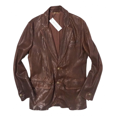 Pre-owned Roberto Cavalli Leather Vest In Brown