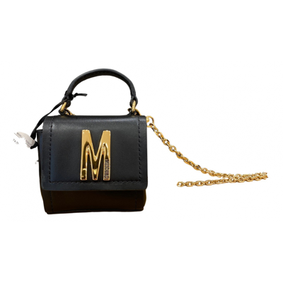 Pre-owned Moschino Leather Bag Charm In Black