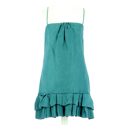 Pre-owned Maje Linen Dress In Turquoise