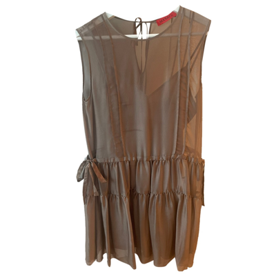 Pre-owned Max & Co Silk Mid-length Dress In Brown