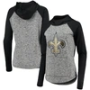 G-III 4HER BY CARL BANKS G-III 4HER BY CARL BANKS HEATHERED GRAY/BLACK NEW ORLEANS SAINTS CHAMPIONSHIP RING PULLOVER HOODIE