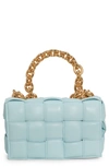 Bottega Veneta The Chain Cassette Bag In Teal Washed Gold